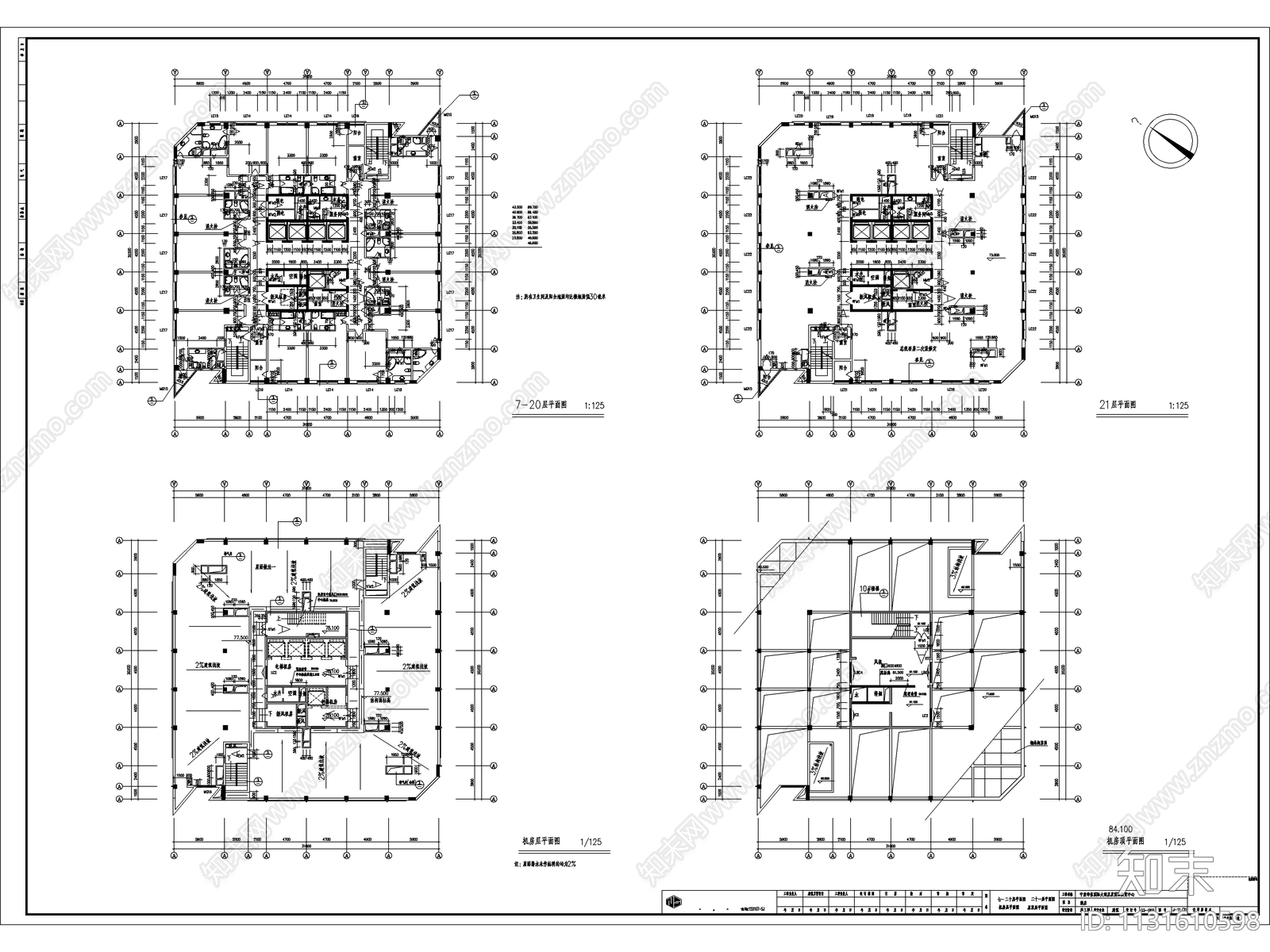 五星级商务酒店建筑cad施工图下载【ID:1131610598】