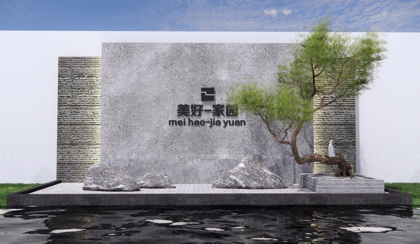 现代假山水景3D模型下载【ID:1131611555】