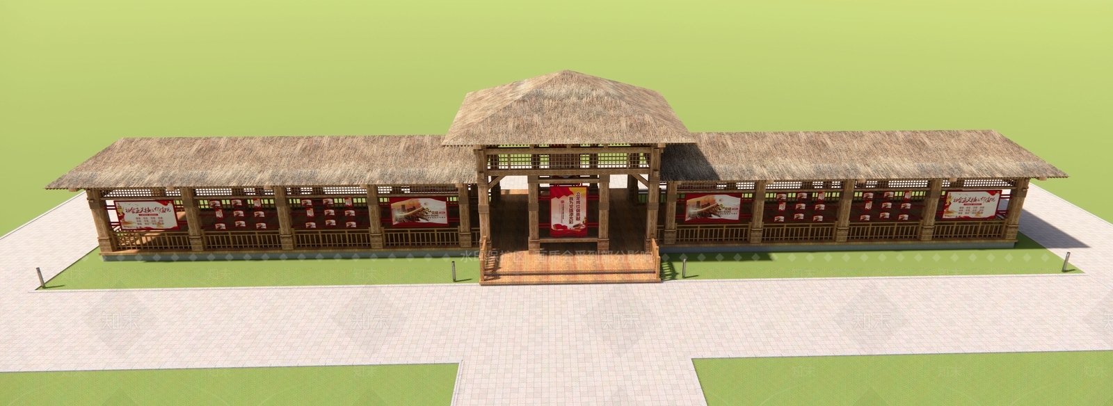 新中式茅草亭SU模型下载【ID:1131615235】