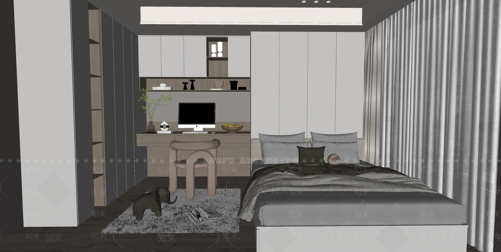 现代榻榻米卧室SU模型下载【ID:1131619416】