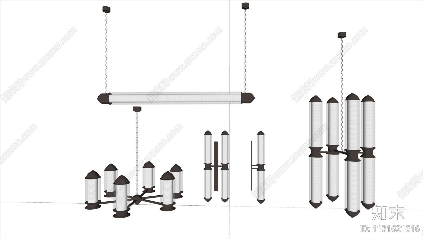 现代灯具组合SU模型下载【ID:1131621616】