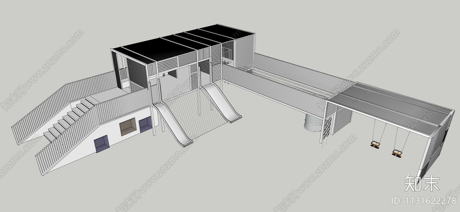 儿童组合滑梯SU模型下载【ID:1131622278】