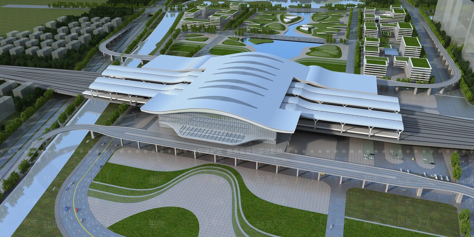 现代高铁站3D模型下载【ID:1131625704】