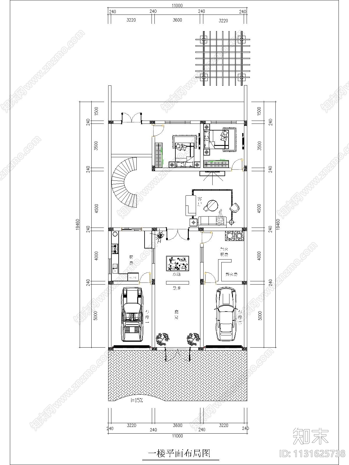 中式别墅建筑cad施工图下载【ID:1131625738】