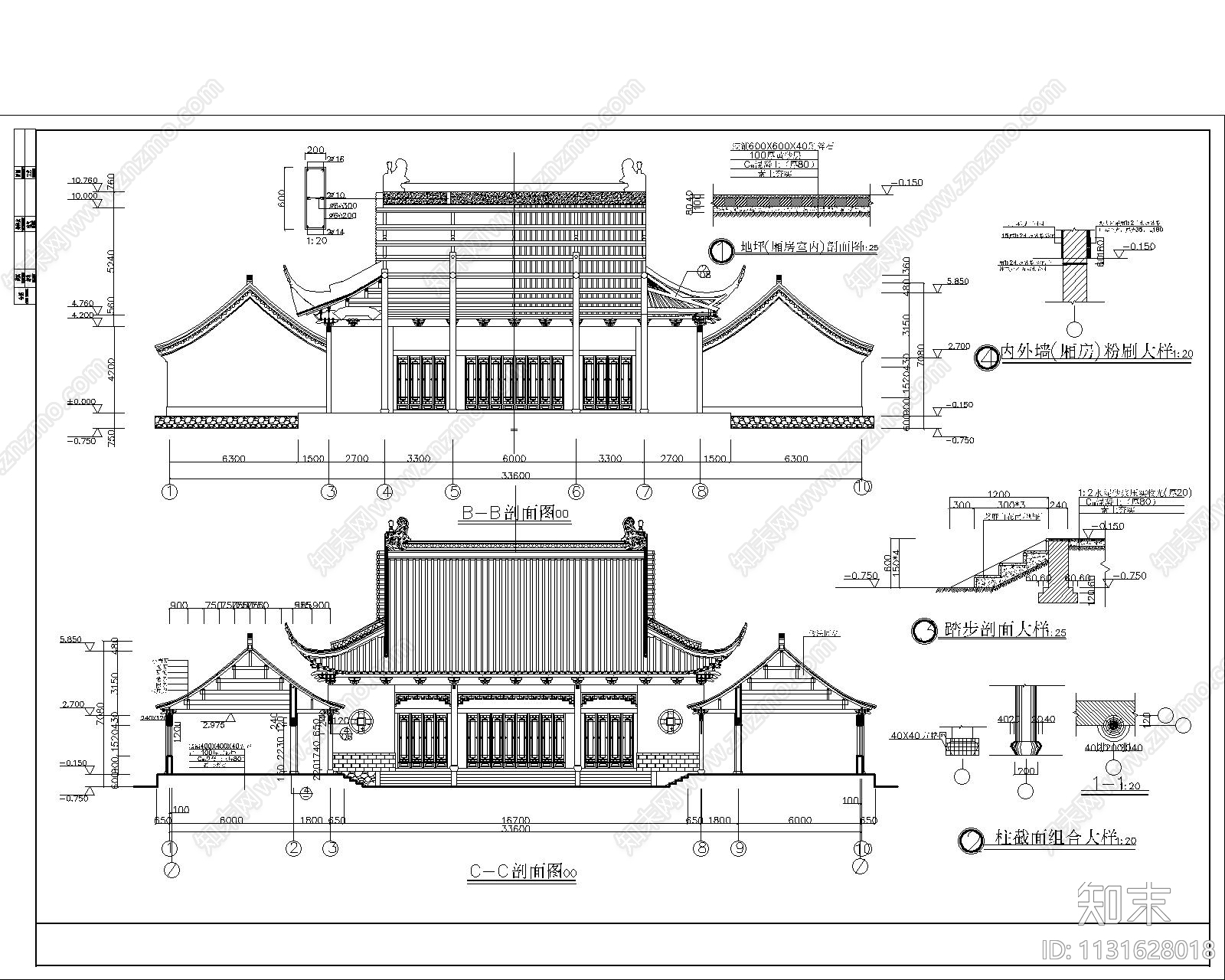 财神殿全套cad施工图下载【ID:1131628018】