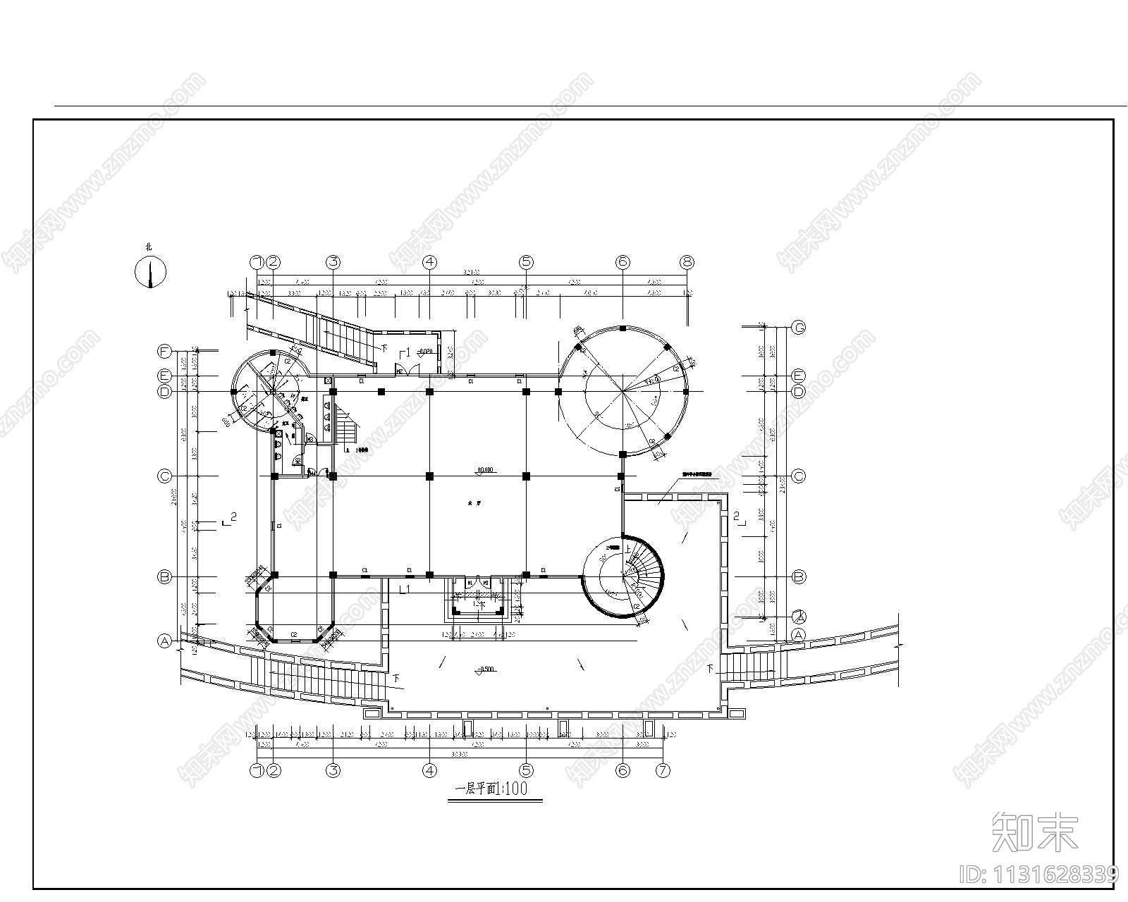 古城堡建筑cad施工图下载【ID:1131628339】