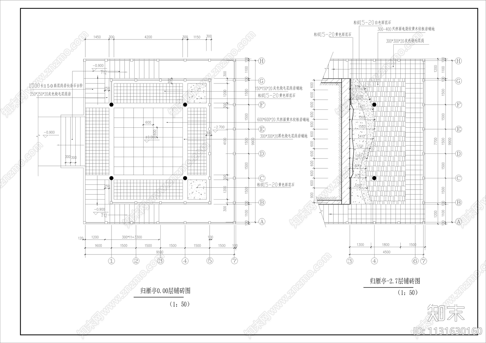 回雁峰归雁亭建筑cad施工图下载【ID:1131630160】