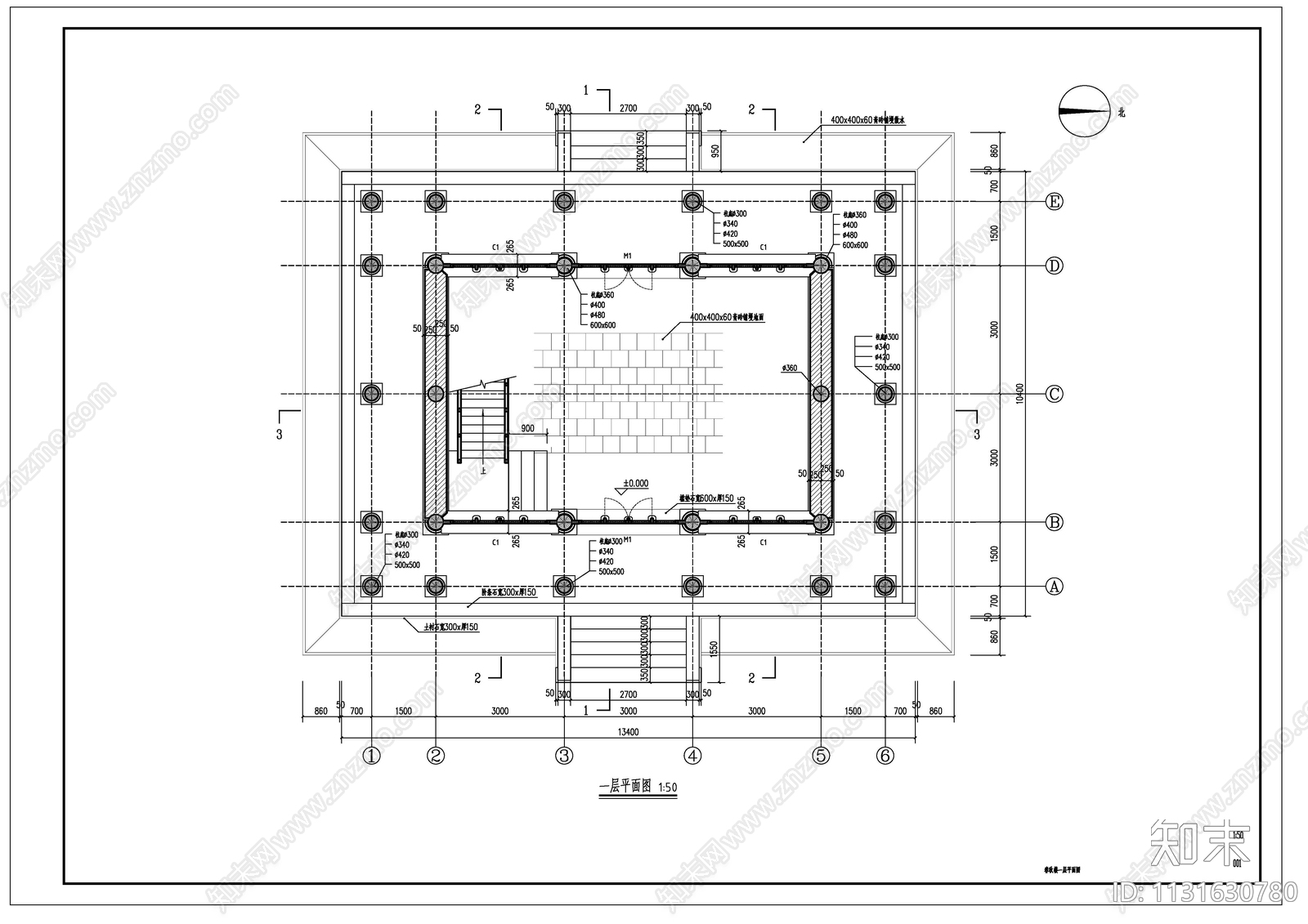 重檐歇山顶古建筑cad施工图下载【ID:1131630780】