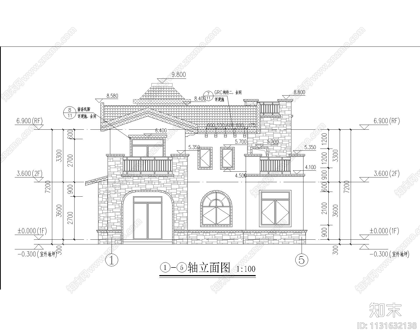 独栋小别墅建筑cad施工图下载【ID:1131632138】