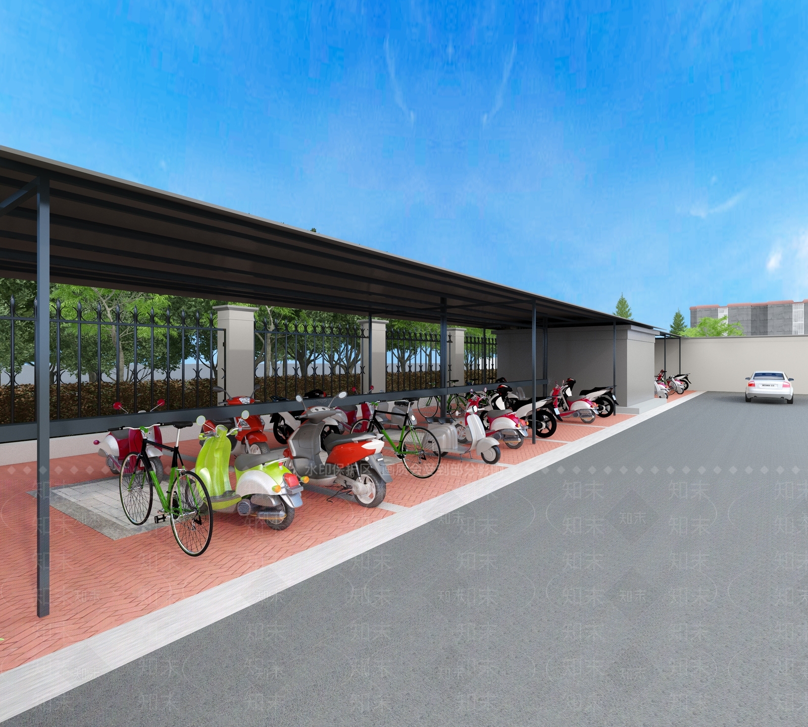 现代户外停车场3D模型下载【ID:1131632599】