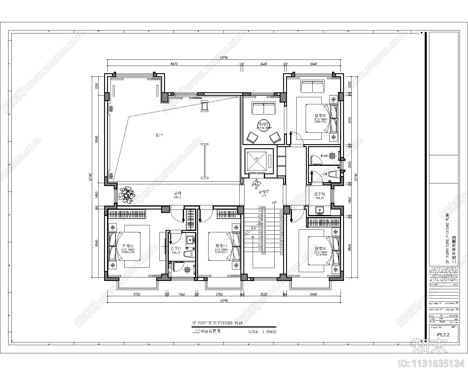 新中式别墅室内cad施工图下载【ID:1131635124】