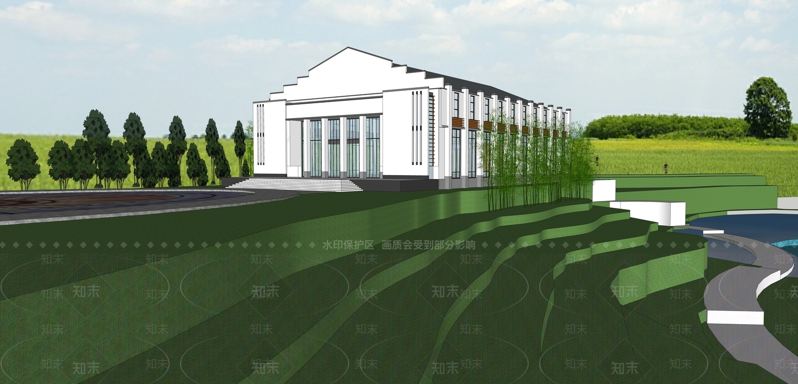 新中式文化场馆SU模型下载【ID:1131635806】