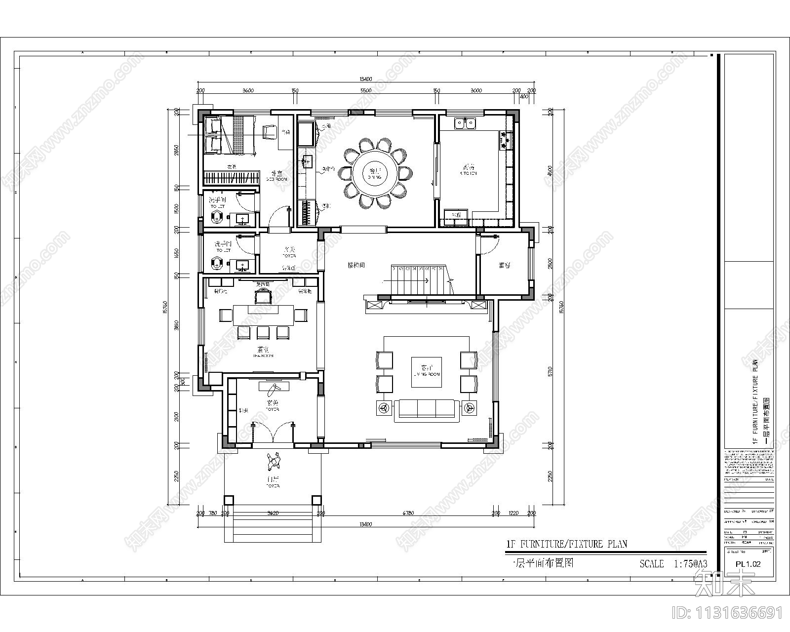 惠阳别墅效果图cad施工图下载【ID:1131636691】