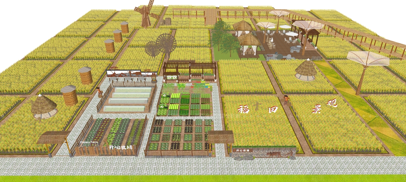 现代稻田景观SU模型下载【ID:1131648718】