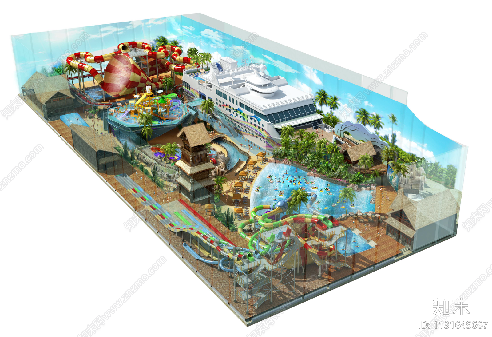 青岛万达水上乐园效果图平面布置图施工图下载【ID:1131649667】