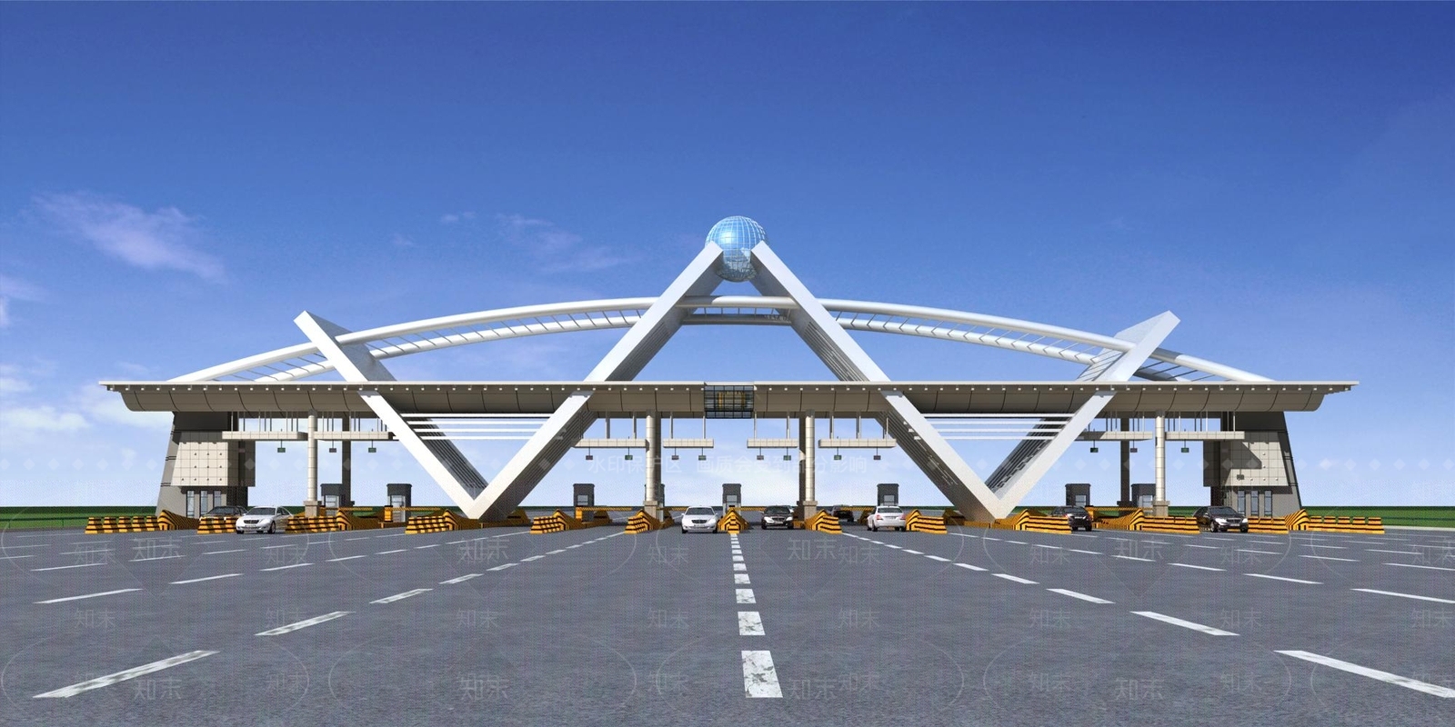 现代高速现代收费站3D模型下载【ID:1151231818】