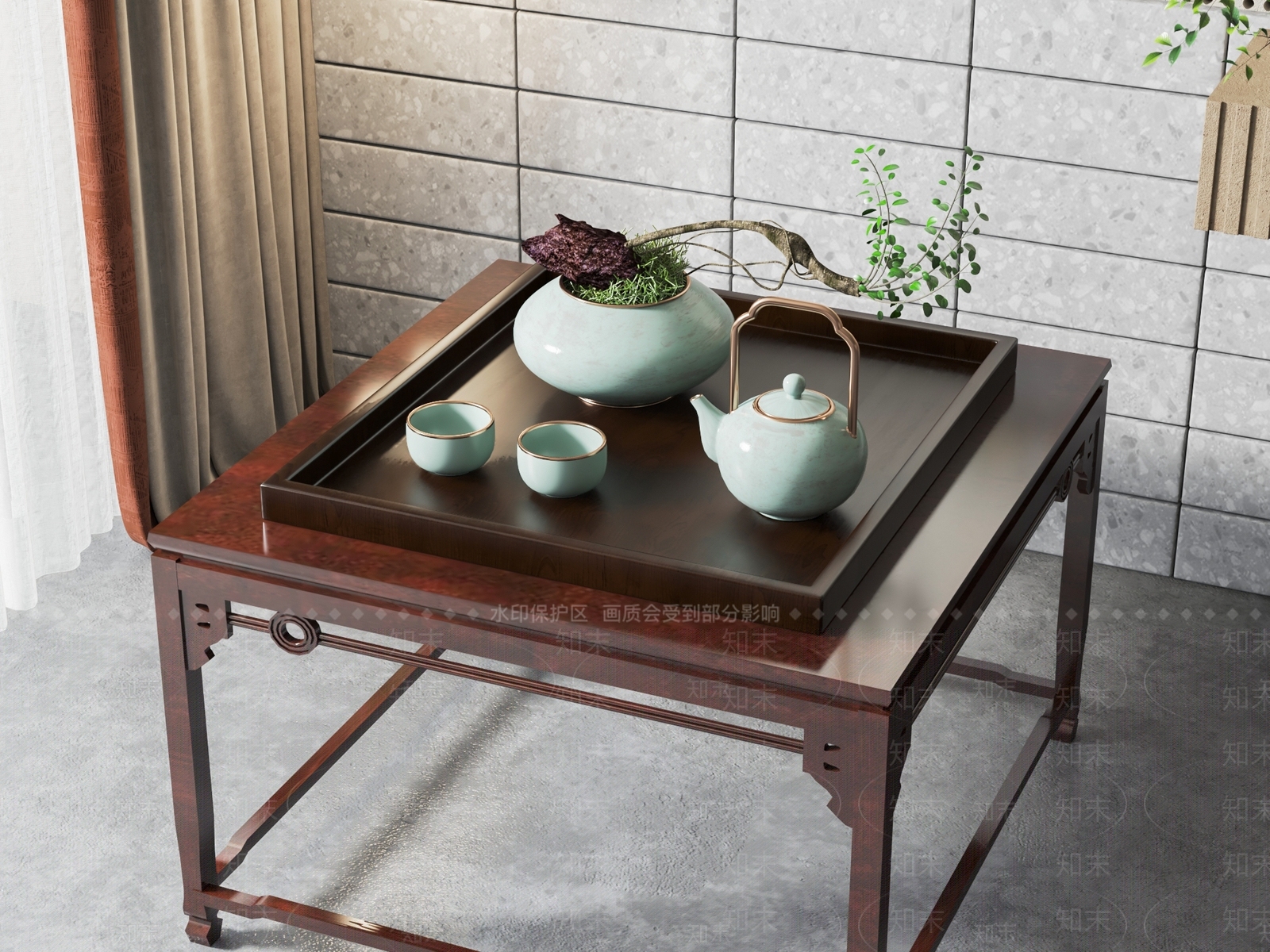 新中式茶具3D模型下载【ID:1131654631】