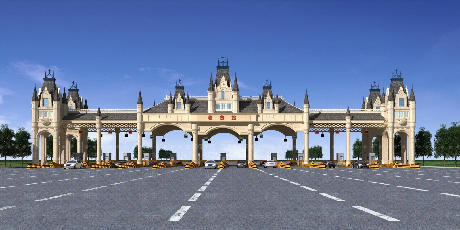 法式高速收费站3D模型下载【ID:1131835304】