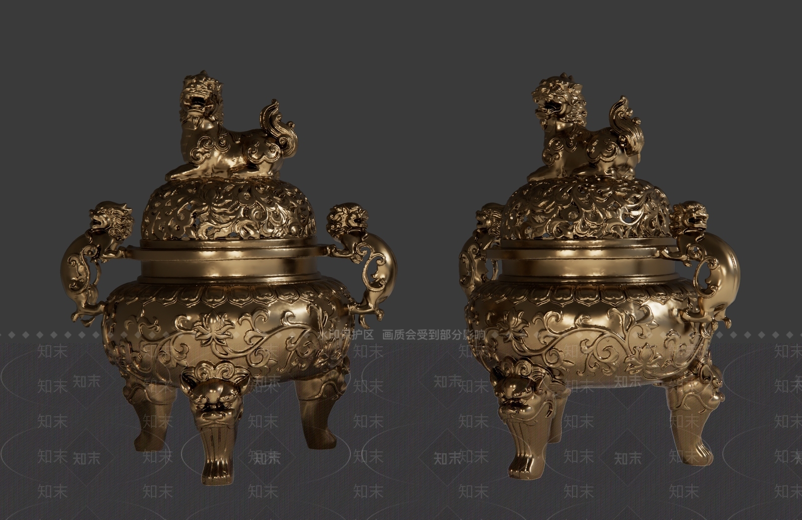 中式狮子铜香炉SU模型下载【ID:1131660884】