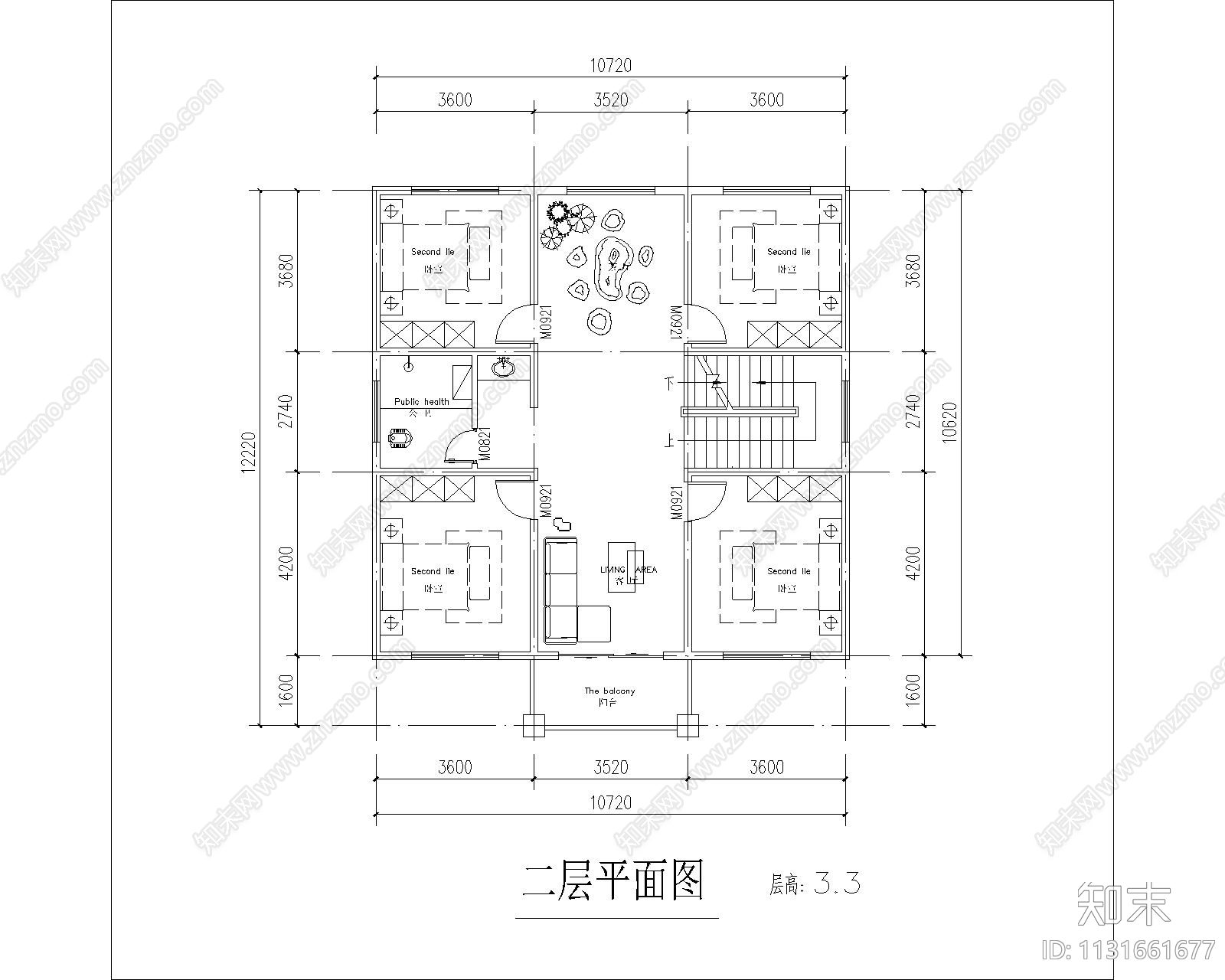 新中式独栋别墅平面方案cad施工图下载【ID:1131661677】