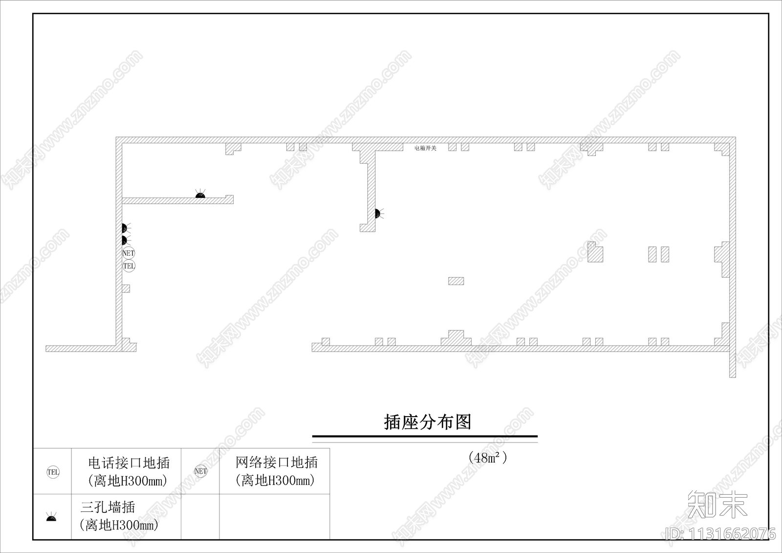 木门专卖店装修cad施工图下载【ID:1131662076】