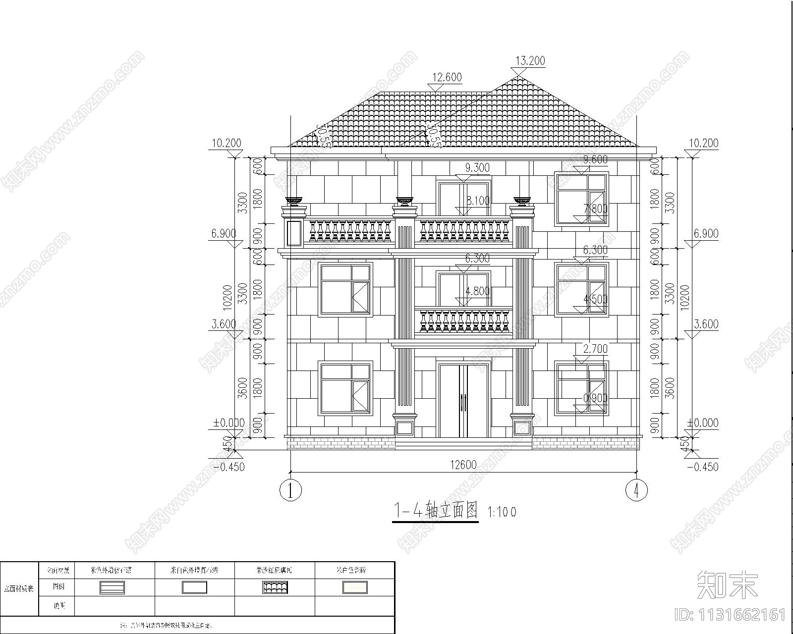 欧式简约独栋别墅建筑cad施工图下载【ID:1131662161】