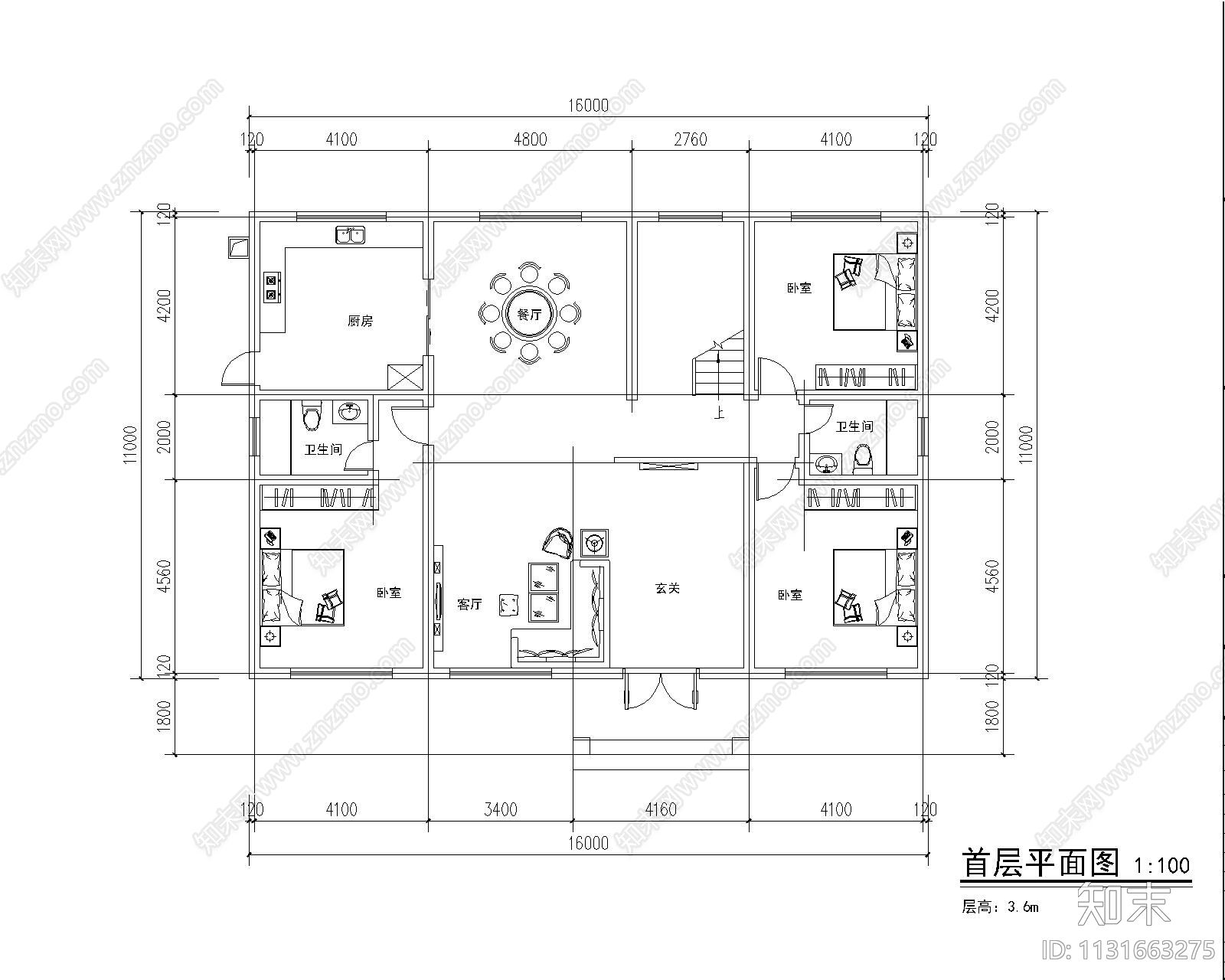 新中式别墅建筑平面方案cad施工图下载【ID:1131663275】