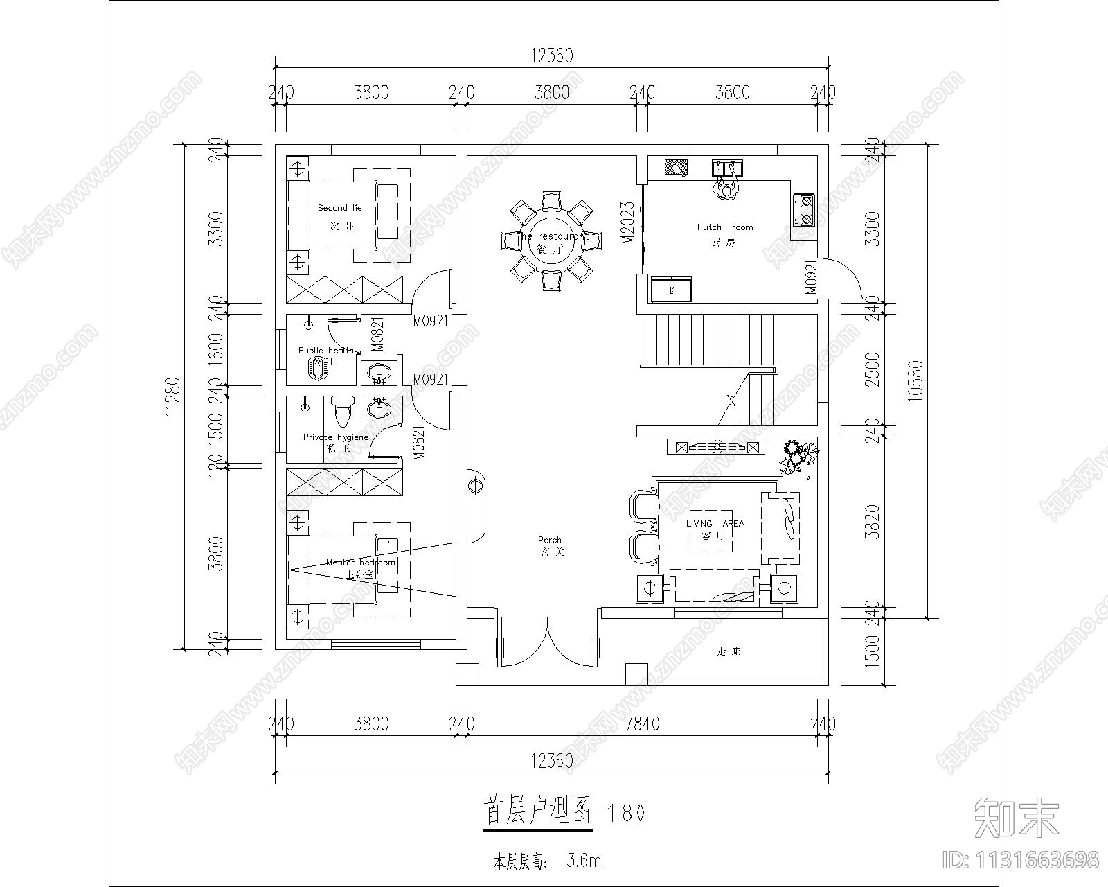 欧式简约别墅建筑平面方案cad施工图下载【ID:1131663698】