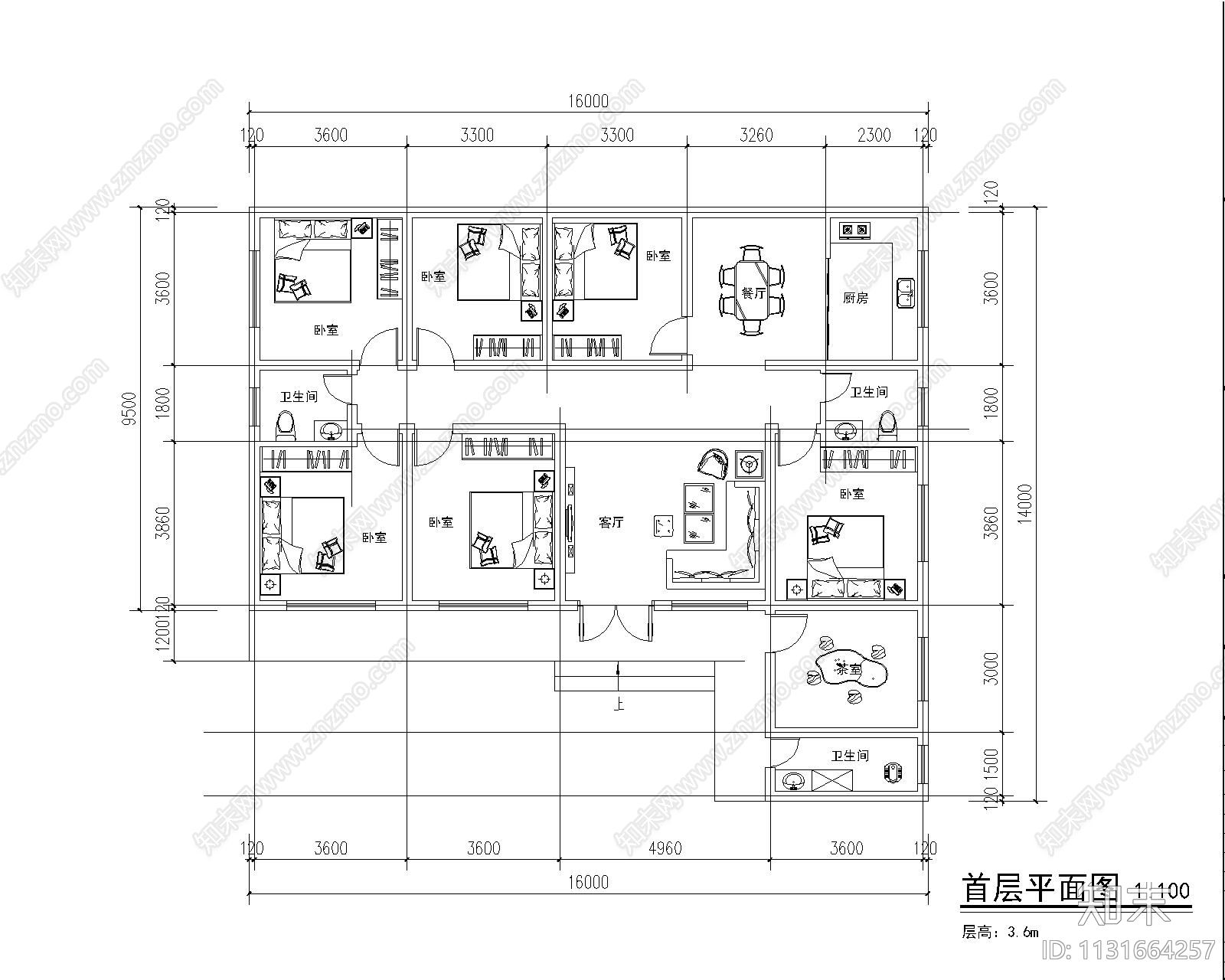 新中式层别墅建筑平面方案cad施工图下载【ID:1131664257】