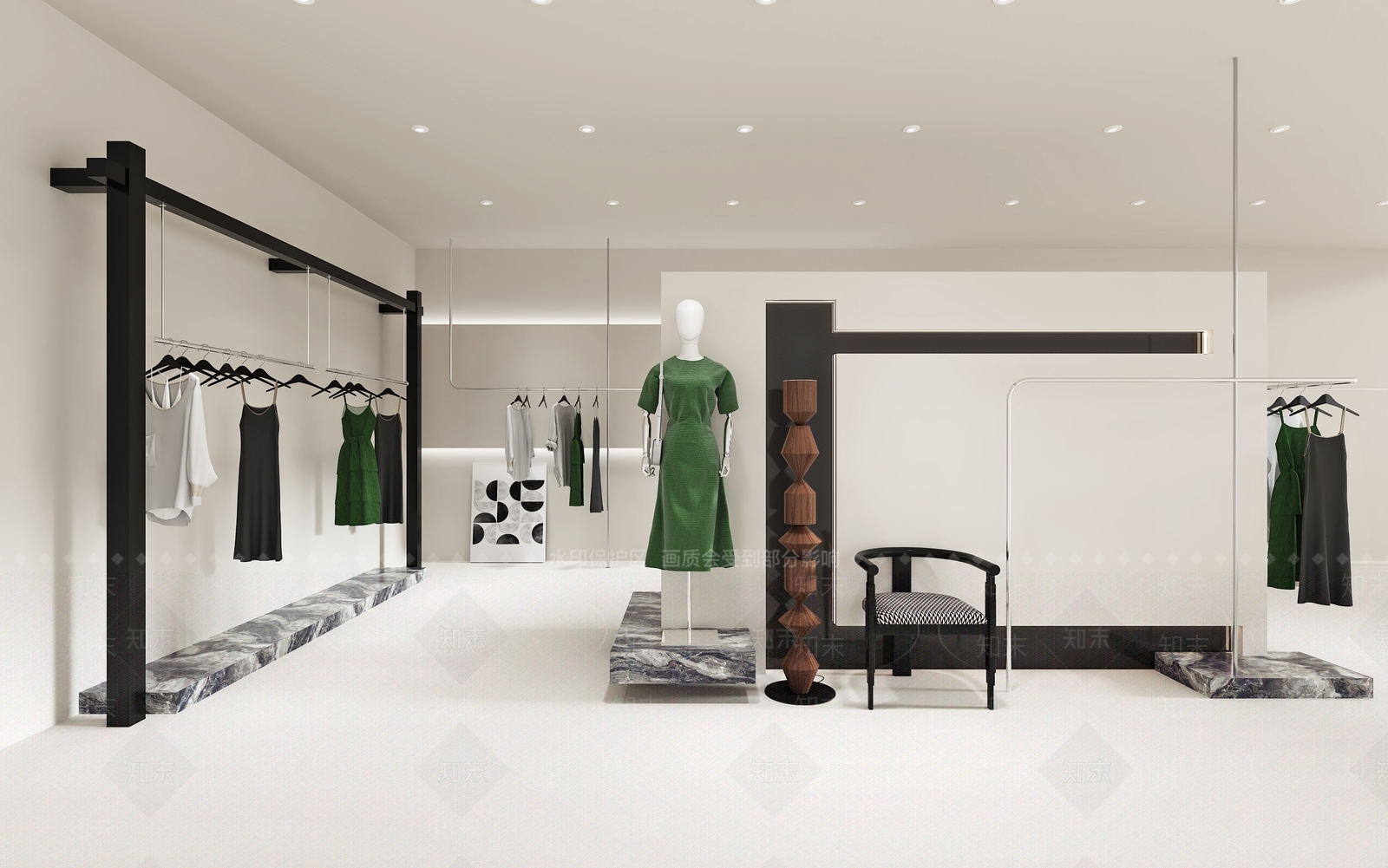 现代黑白风服装店SU模型下载【ID:1131664660】