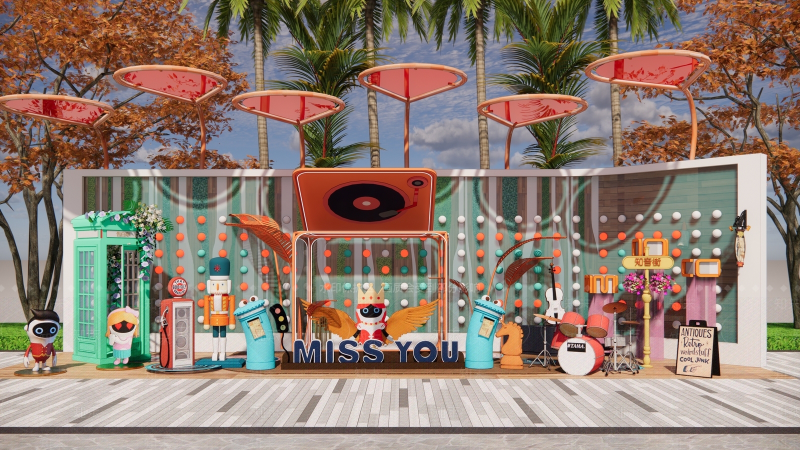 现代商业街外摆SU模型下载【ID:1131666780】