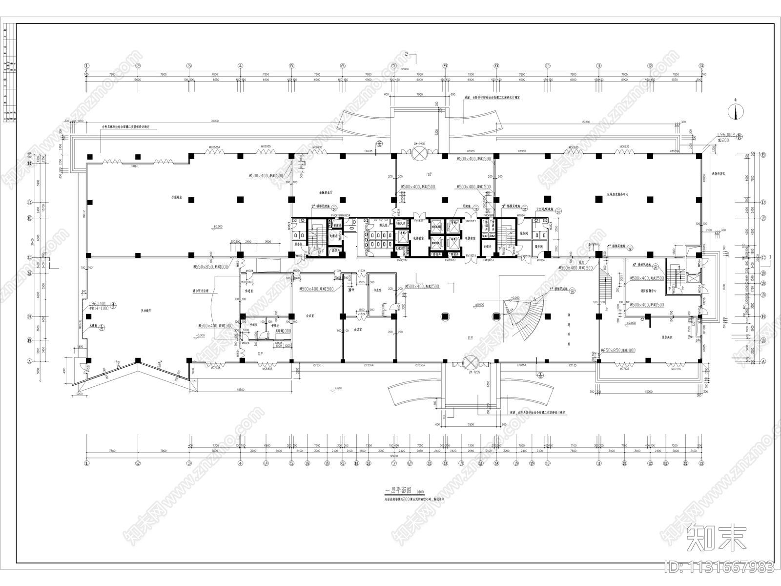 某酒店建筑平面图cad施工图下载【ID:1131667983】