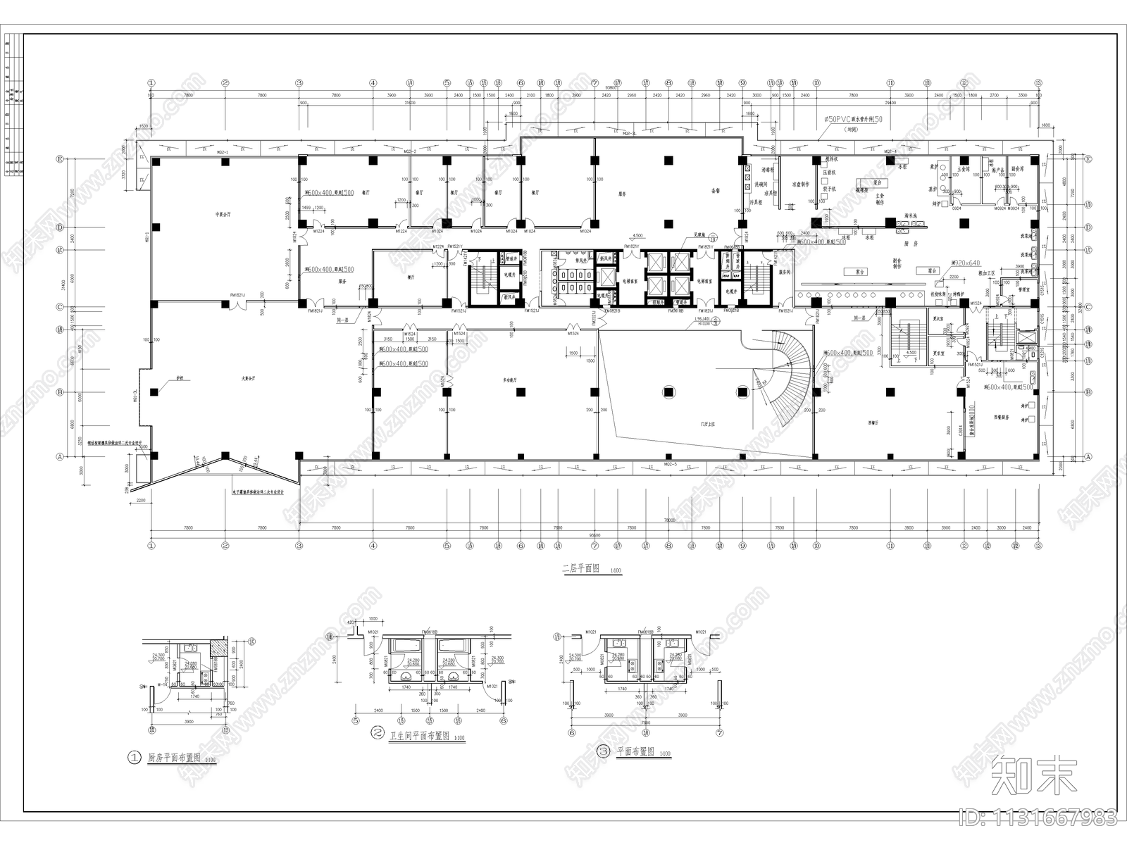 某酒店建筑平面图cad施工图下载【ID:1131667983】