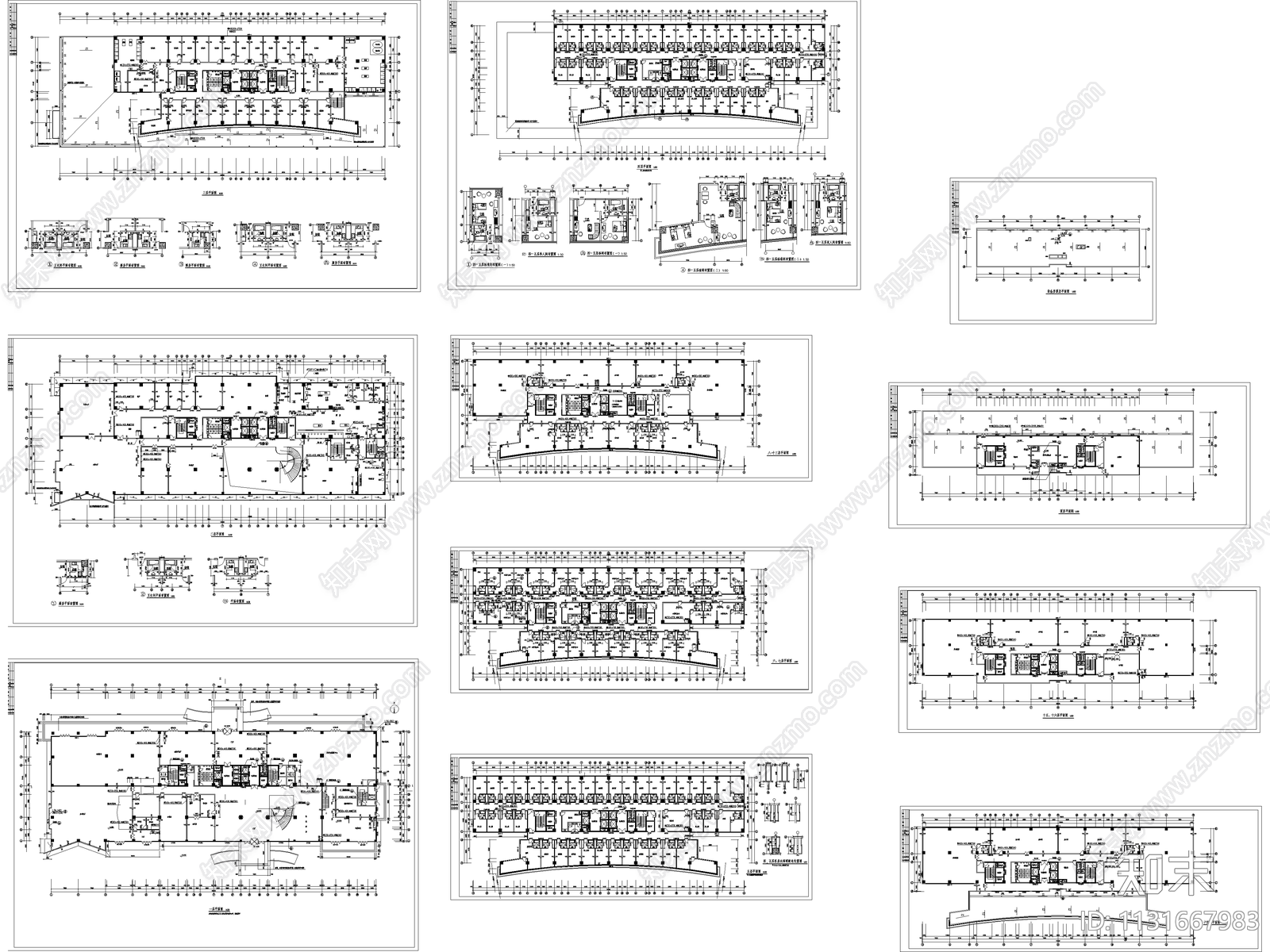 某酒店建筑平面图cad施工图下载【ID:1131667983】