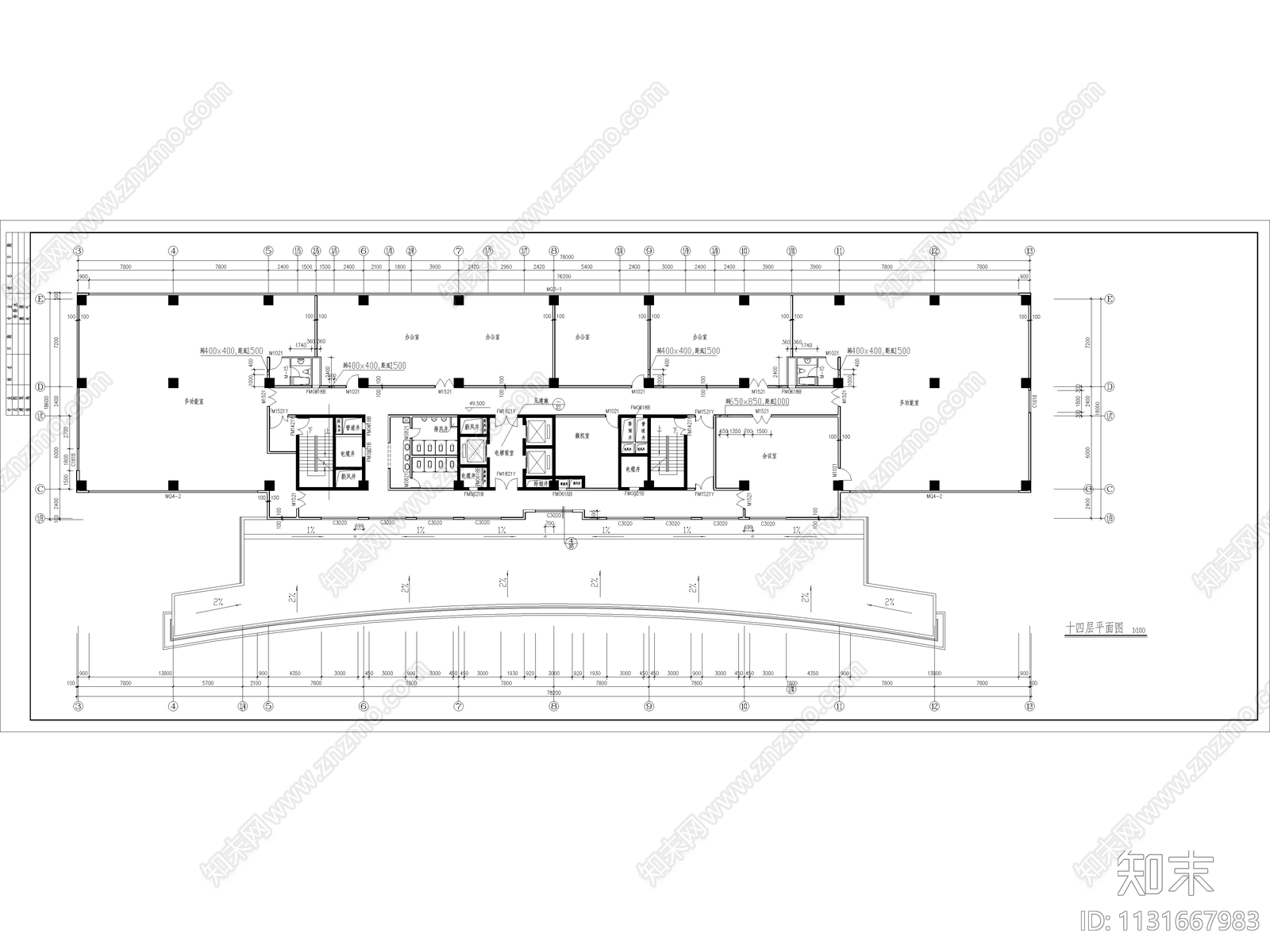 某酒店建筑平面图cad施工图下载【ID:1131667983】