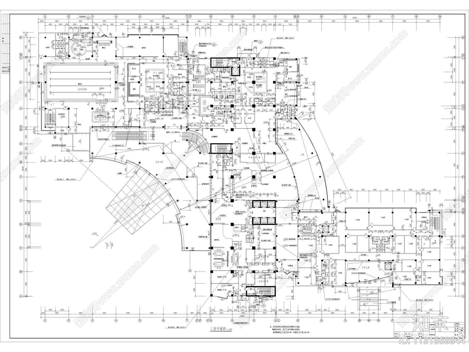 吴江海悦花园大酒店建筑cad施工图下载【ID:1131668844】