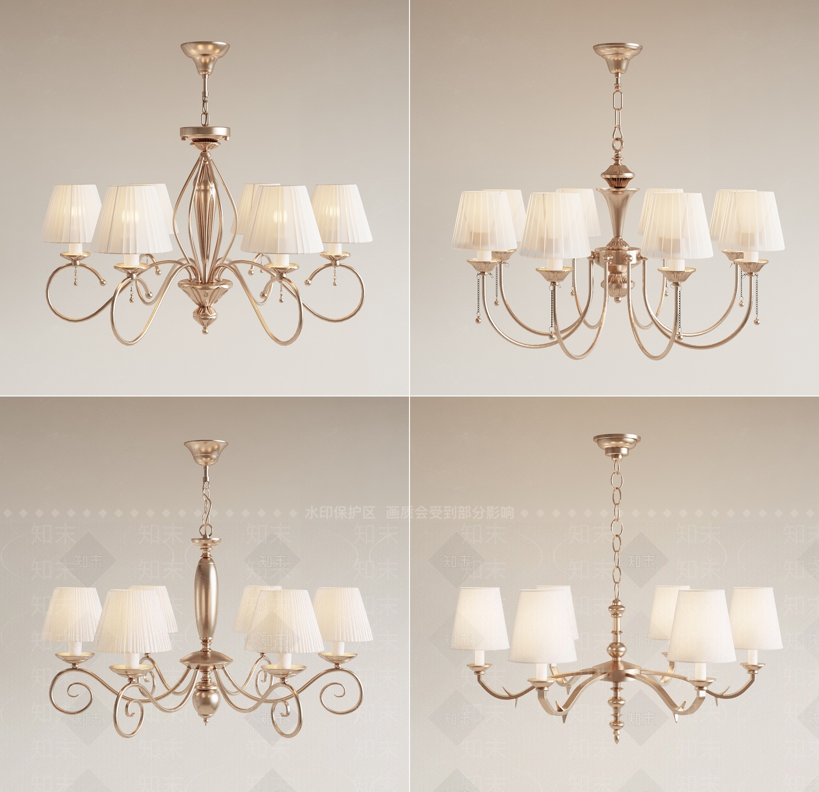 美式吊灯3D模型下载【ID:1131672713】