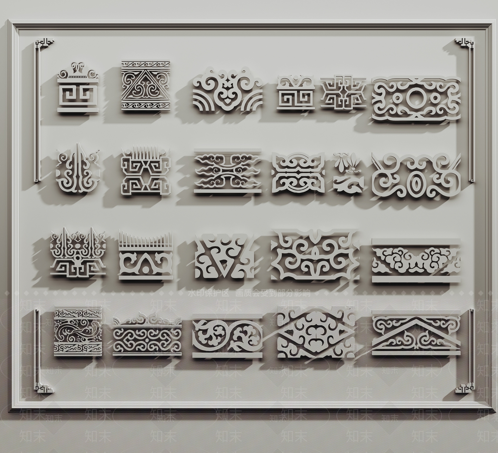 中式镂空雕花3D模型下载【ID:1131673925】