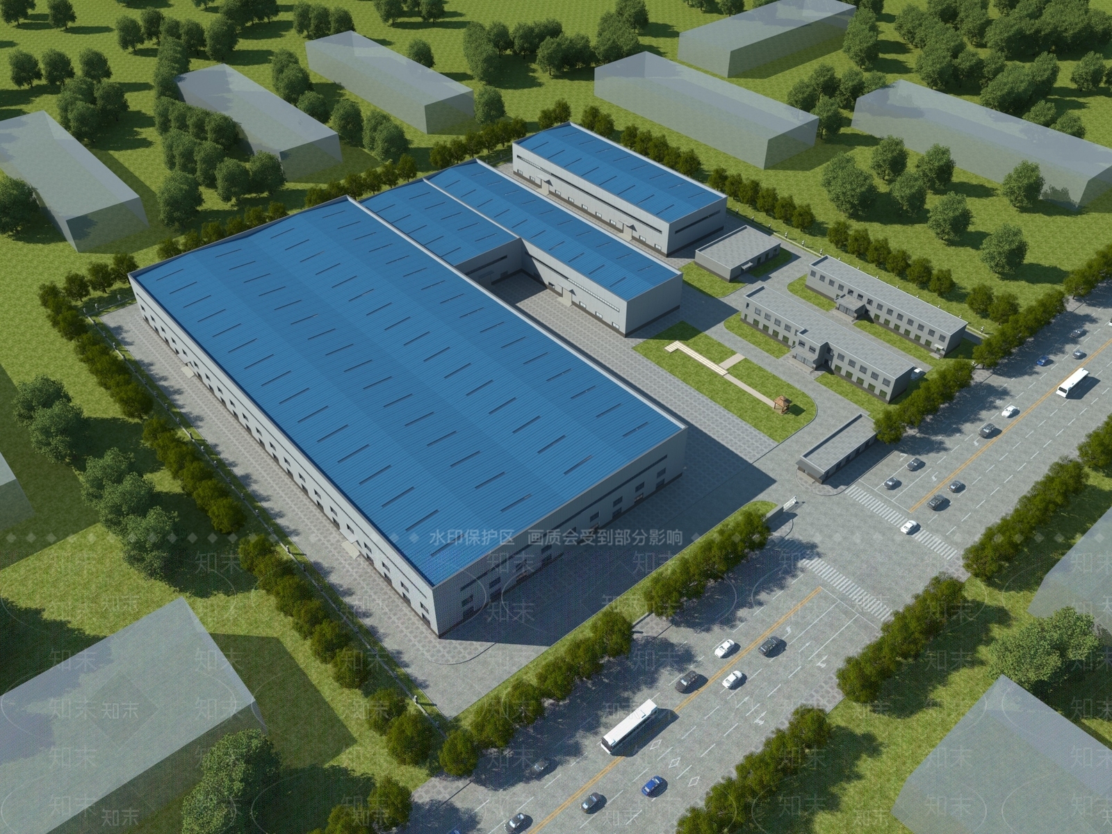 现代厂房外观3D模型下载【ID:1131675577】
