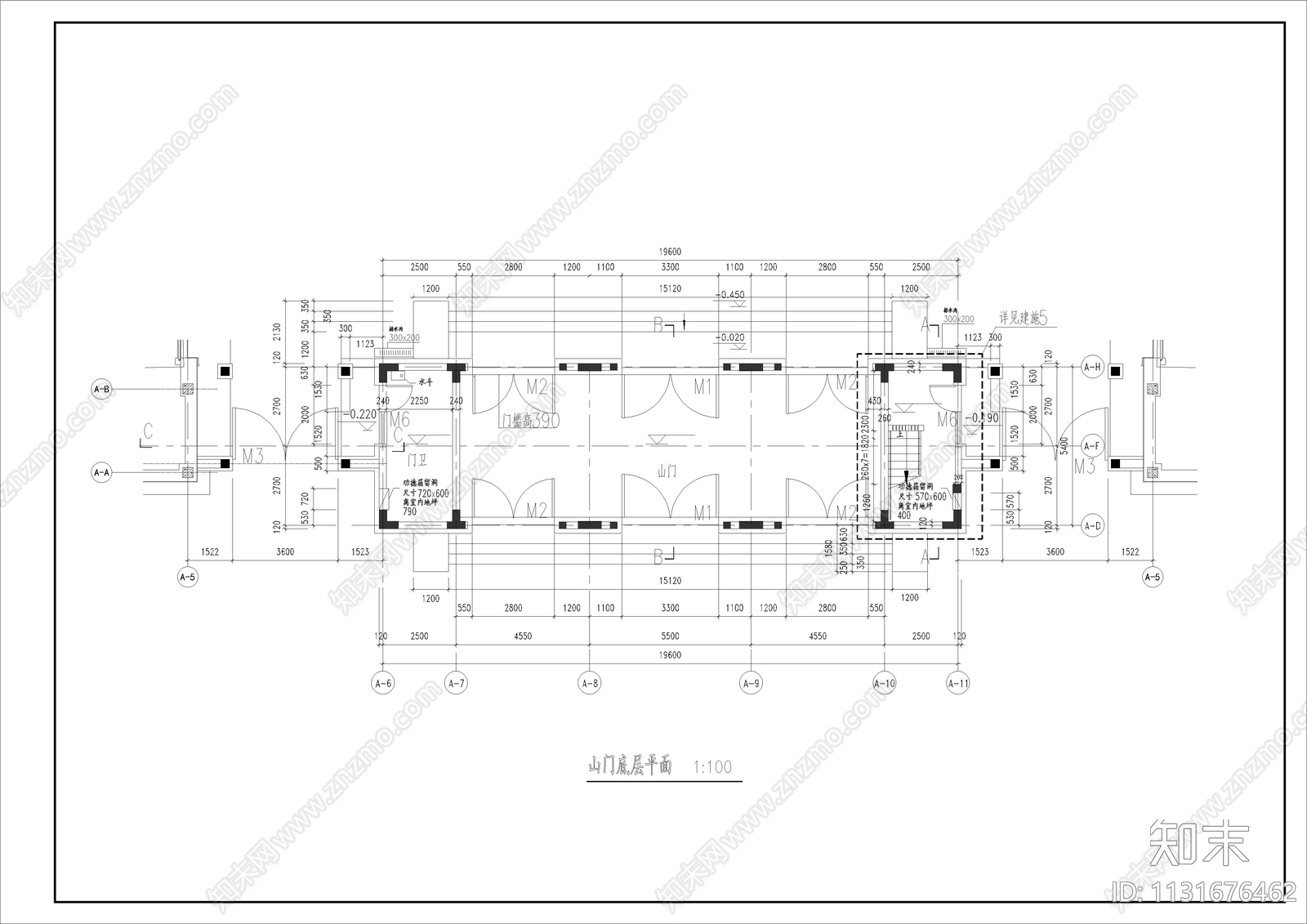 仿古城门建筑cad施工图下载【ID:1131676462】