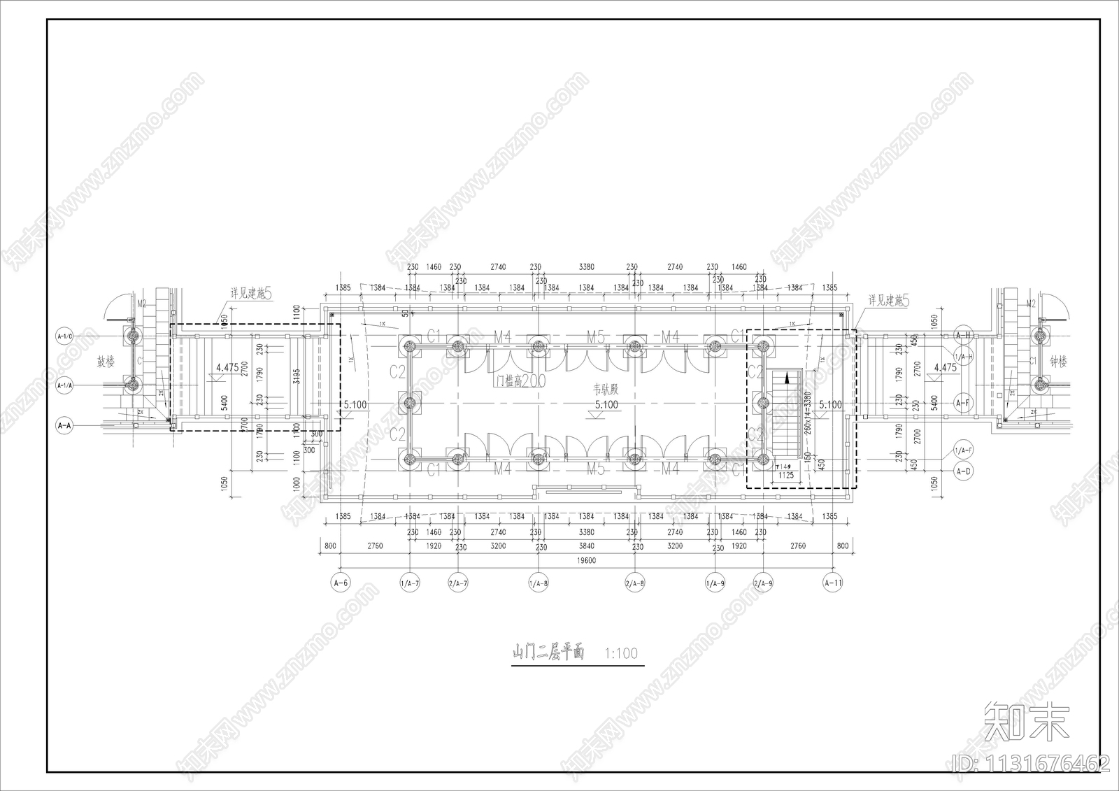 仿古城门建筑cad施工图下载【ID:1131676462】