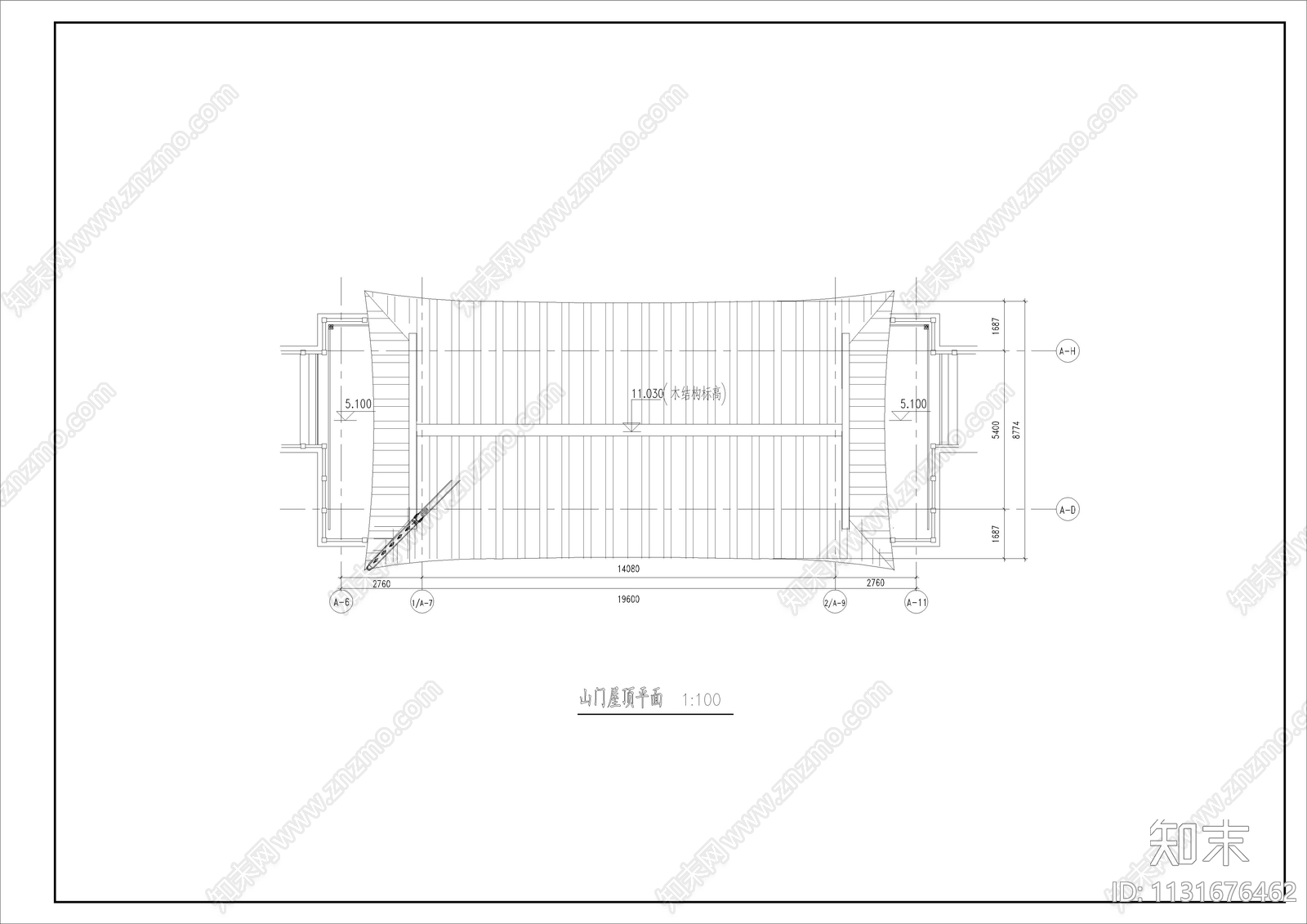 仿古城门建筑cad施工图下载【ID:1131676462】