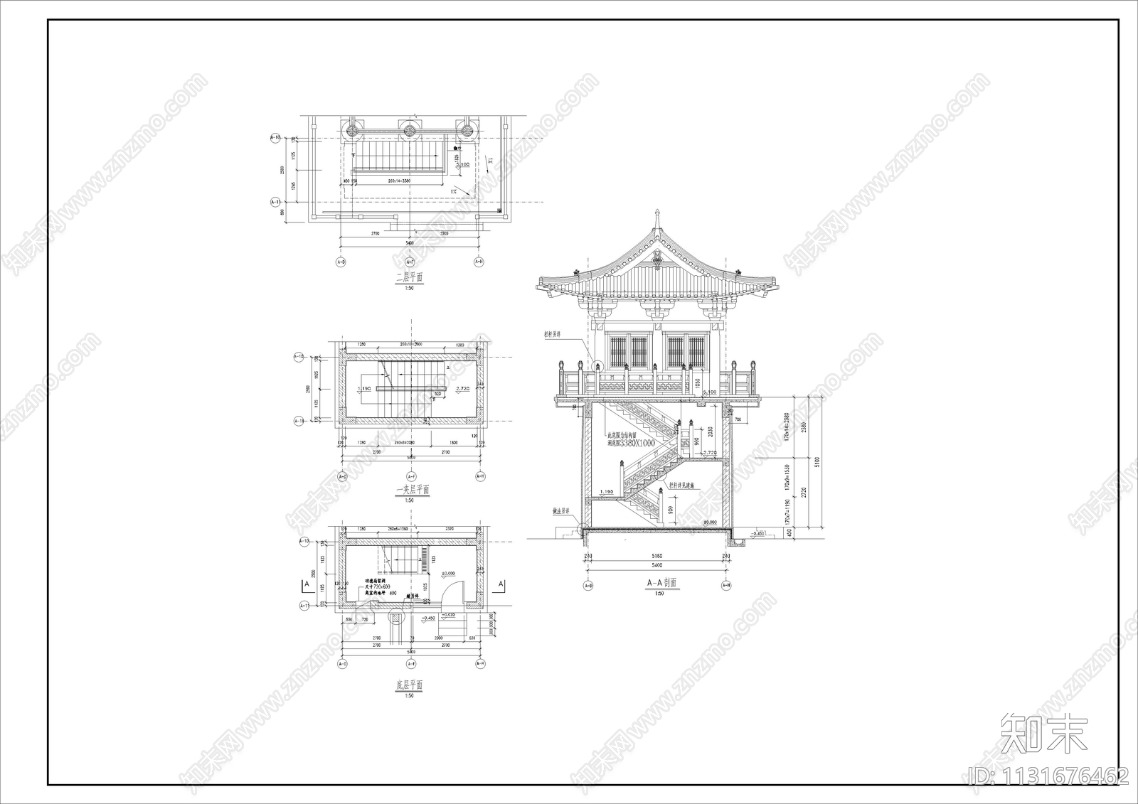 仿古城门建筑cad施工图下载【ID:1131676462】