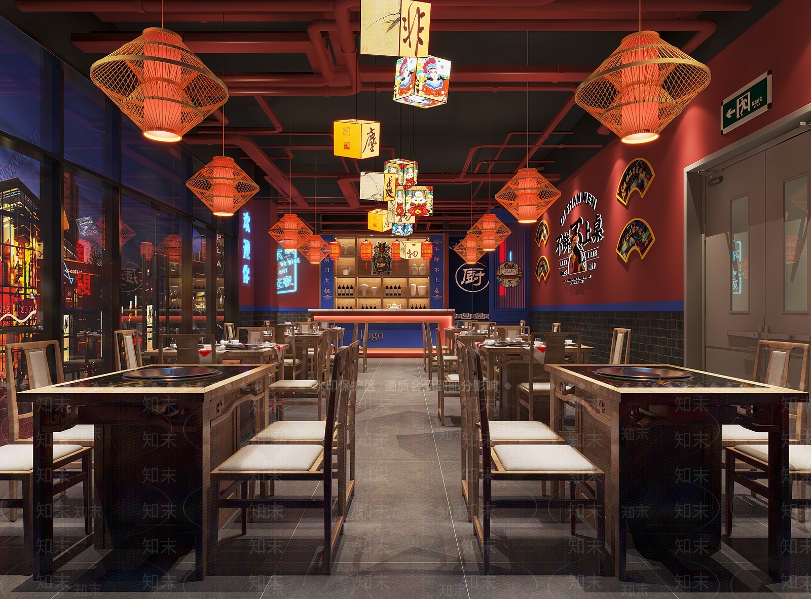 现代火锅店3D模型下载【ID:1131681341】