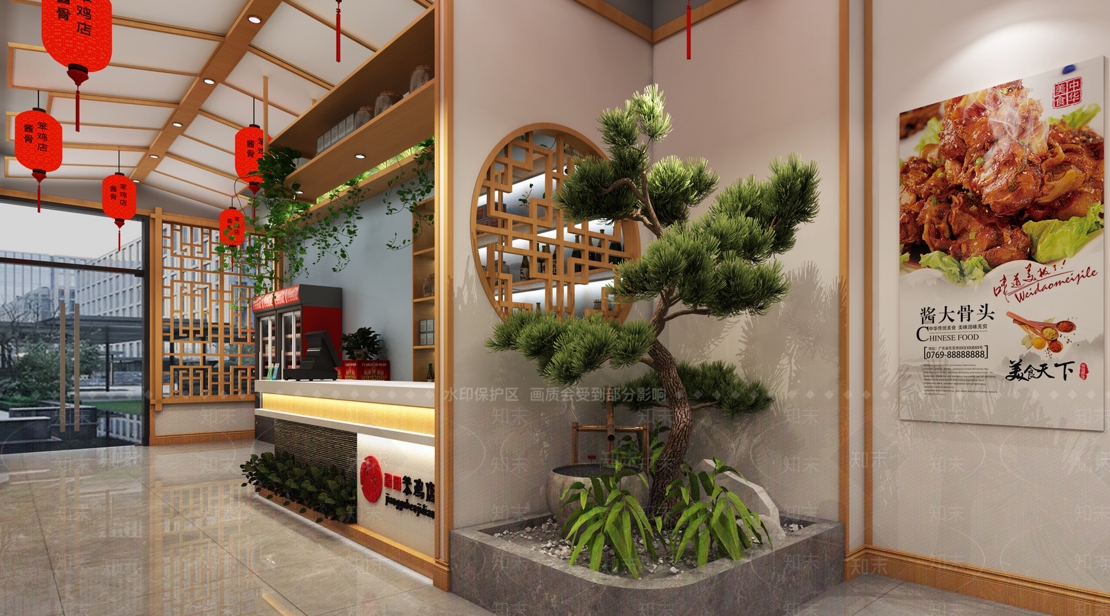 新中式餐饮店3D模型下载【ID:1131682217】