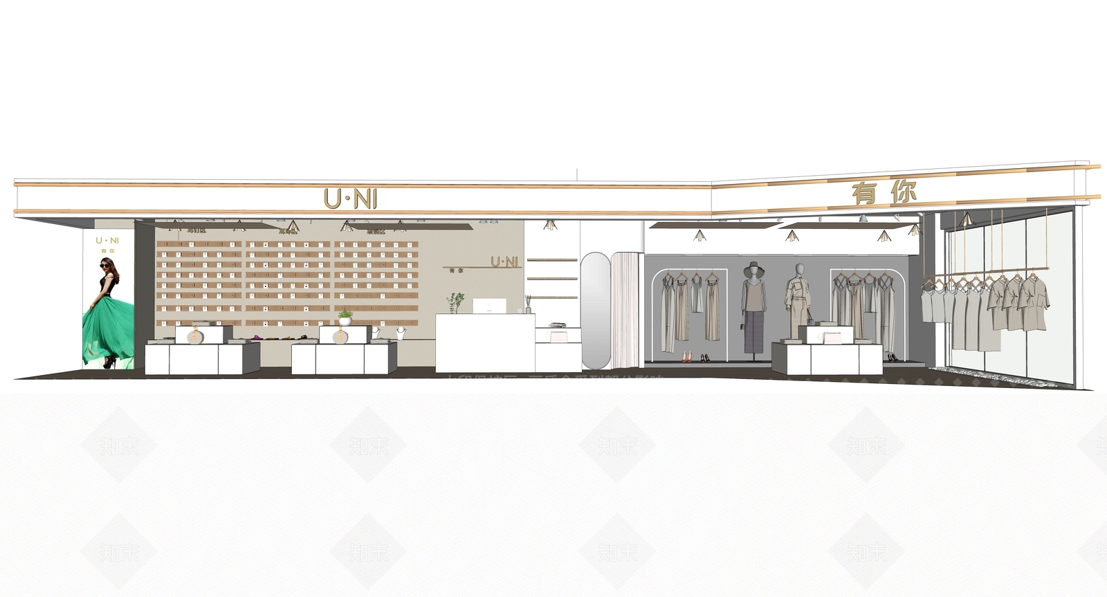 现代服装饰品店SU模型下载【ID:1131782541】