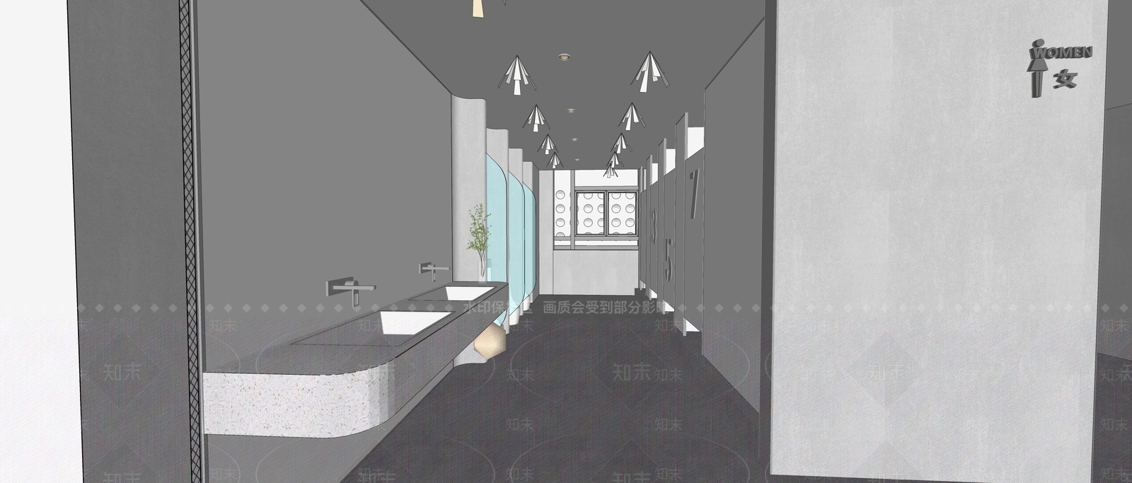 现代公共卫生间SU模型下载【ID:1131684658】