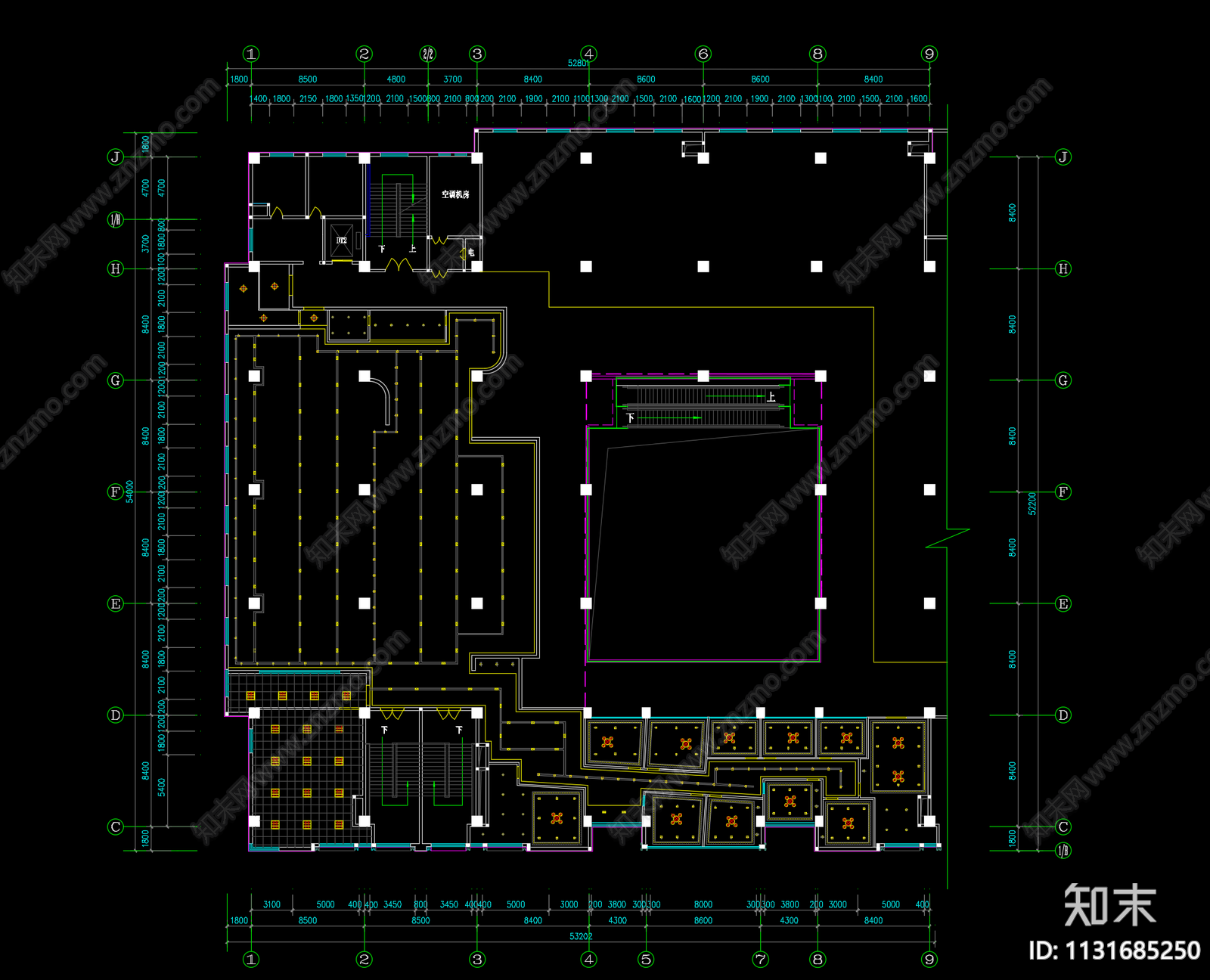 新中式1000㎡火锅店效果图施工图下载【ID:1131685250】