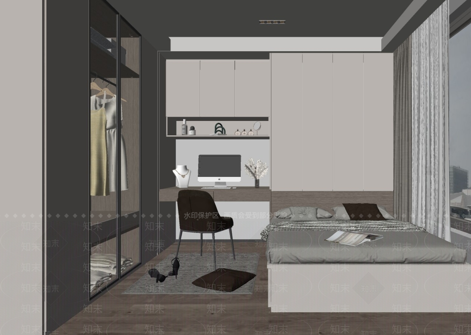 现代榻榻米卧室SU模型下载【ID:1131685944】