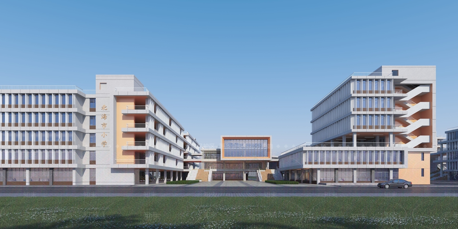 现代学校外观3D模型下载【ID:1131695643】
